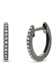 14K Black Rhodium Plated Diamond Huggies by Miss Mimi