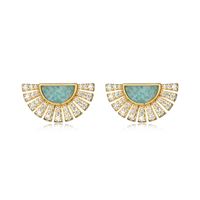 Gold Plated Sterling Silver Amazonite and Cubic Zirconia Fan Earrings by Reign