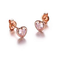 Rose Gold Plated Heart Stud Earrings by Reign