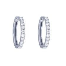 14K Genuine Diamond Huggie Hoop Earrings