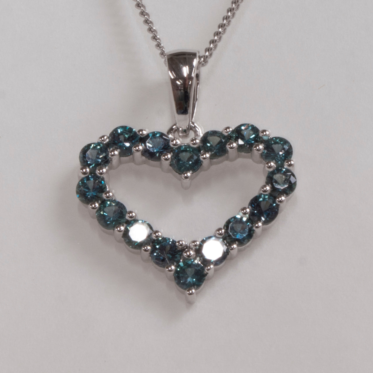 14K White Gold Alexandrite Heart Pendant