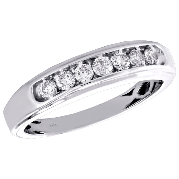 14K White Gold Channel Set Genuine Diamond Wedding Band