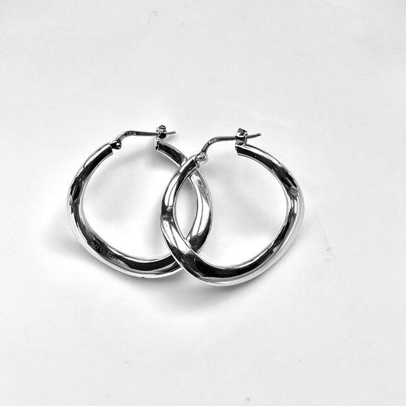 Small Twisted Circle Hoops in White