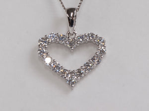 14K White Gold Diamond Heart Pendant