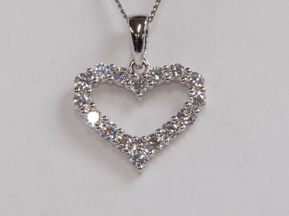 14K White Gold Diamond Heart Pendant