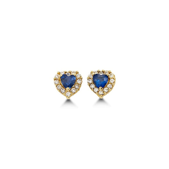 14K Yellow Gold
September birthstone
Blue Sapphire
Heart w/ Cubic Zirconia
SKU:EAR-00982
