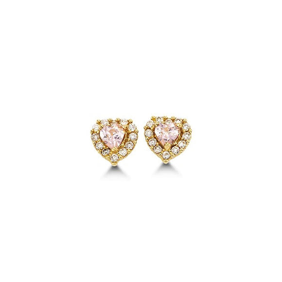 14K Yellow Gold
October birthstone
Pink Tourmaline
Heart w/ Cubic Zirconia
SKU:EAR-00989