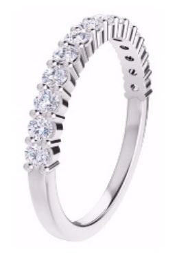 14K White Gold Half Eternity Band with Genuine Diamonds