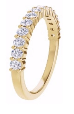 14K Yellow Gold Half Eternity Band with Genuine Diamonds