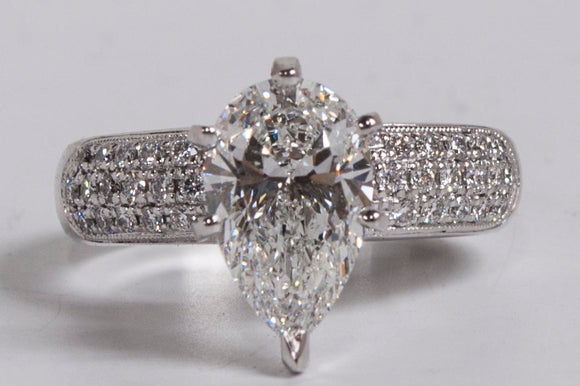 2.30ct Lab Created & Natural Pear Shaped Diamond Engagement Ring