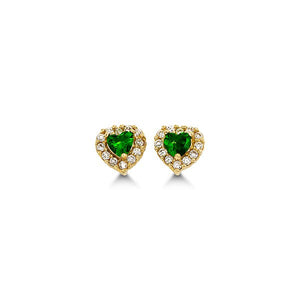 May Birthstone Children's Heart Earrings