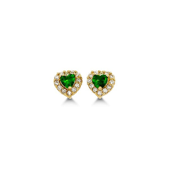May Birthstone Children's Heart Earrings