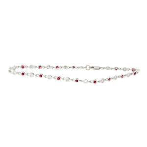 18K White Gold Diamond & Ruby Tennis Bracelet | 7"