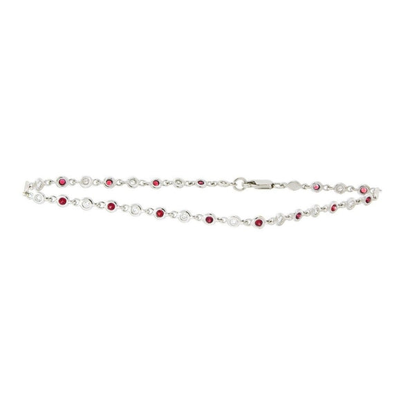 18K White Gold Diamond & Ruby Tennis Bracelet | 7