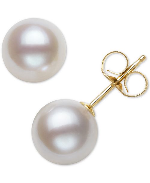14K Yellow Gold Pearl Earrings