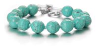 Sterling Silver Simulated Turquoise Bead Bracelet by ELLE