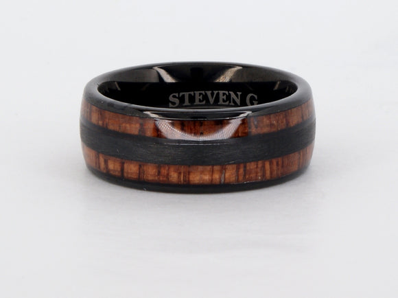 Tungsten Black Wood Grain Supreme Ring Availabel at The Vault Fine Jewellery 