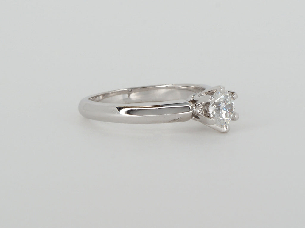 14K White Gold 6 Prong Solitaire Diamond Ring