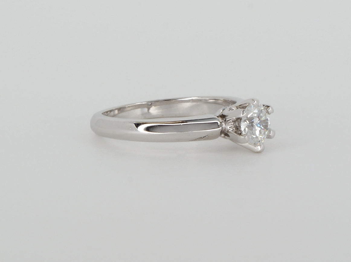 14K White Gold 6 Prong Solitaire Diamond Ring