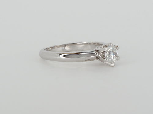 14K White Gold 6 Prong Solitaire Diamond Ring