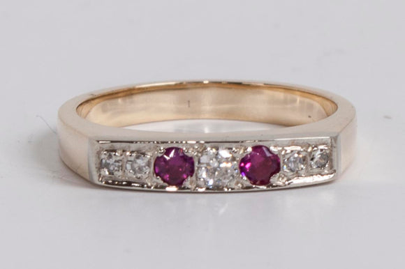 14K Yellow Gold Ruby and Diamond Band