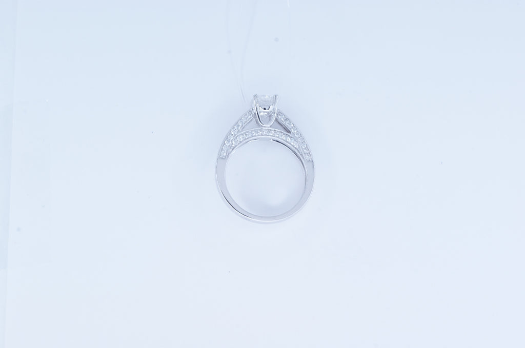 14K White Gold 4 Prong Genuine Diamond Accented Ring | 1.41ctw