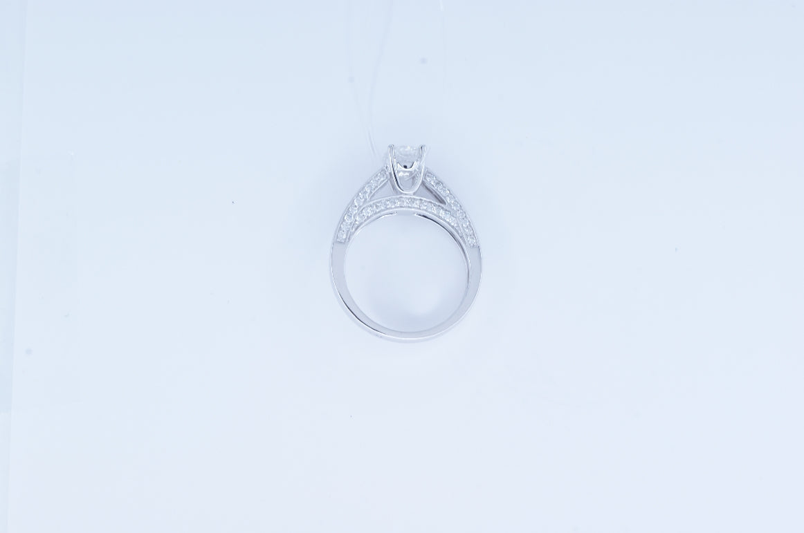 14K White Gold 4 Prong Genuine Diamond Accented Ring | 1.41ctw