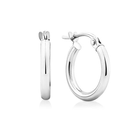 14K White Gold Tube Hoop Earrings