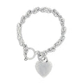 Sterling Silver Rolo Link Heart Bracelet