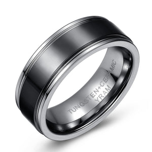 8mm Black Tungsten & Ceramic Ring