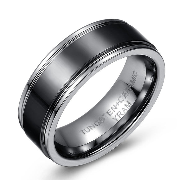 8mm Black Tungsten & Ceramic Ring