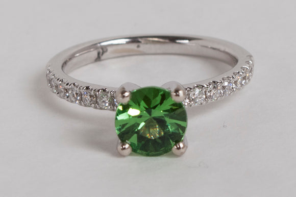 1.14ct Genuine Tsavorite Garnet and Diamond Ring