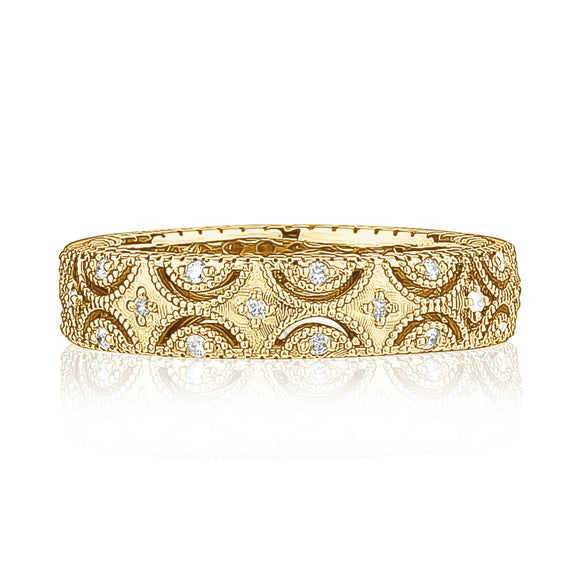 18K Yellow Gold Diamond Filigree Band