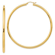 14K Yellow Gold Tube Hoop Earrings