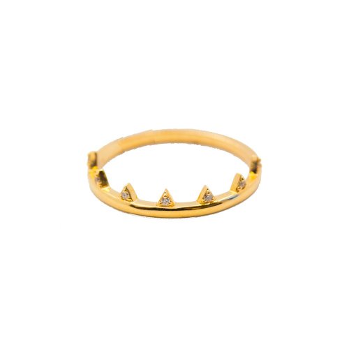 10K Yellow Gold Crown Stacker Ring with Genuine Diamonds