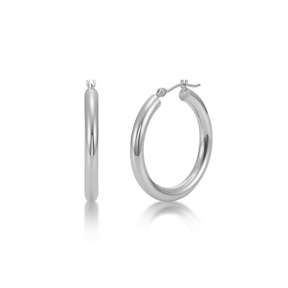 10K White Gold Small Hoop Earrings