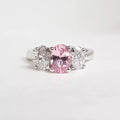 Platinum Pink Sapphire and Lab Created Diamond Trinity Ring