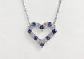 14K White Gold Blue Sapphire & Diamond Heart Necklace