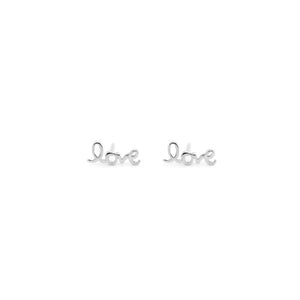 Sterling Silver Cursive "Love" Stud Earrings